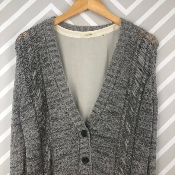 Guess Gray Layered Distressed Cardigan Size Small - Picture 6 of 8